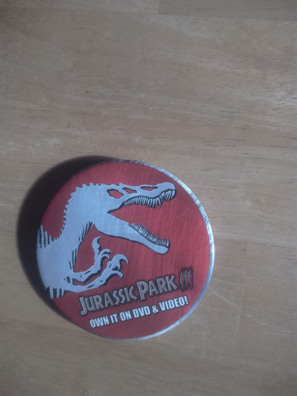 Jurassic Park Collectible Button - Red & Silver